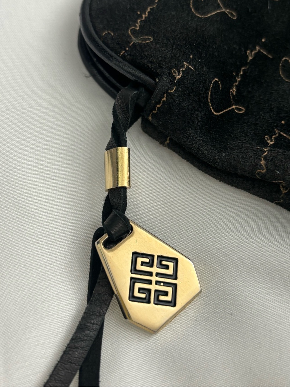 Givenchy Vintage Clutch/Pouch, Gold Signature on Black Suede 13x7x2 - Picture 9 of 12